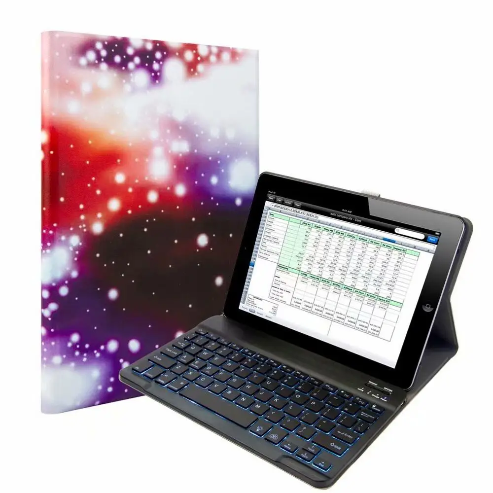Мультяшный чехол из ткани с 7 подсветкой светильник-клавиатура для Apple IPad 9,7 Air 1 2 Pro 9,7 планшет Bluetooth клавиатура чехол - Цвет: With 7 colors  Light
