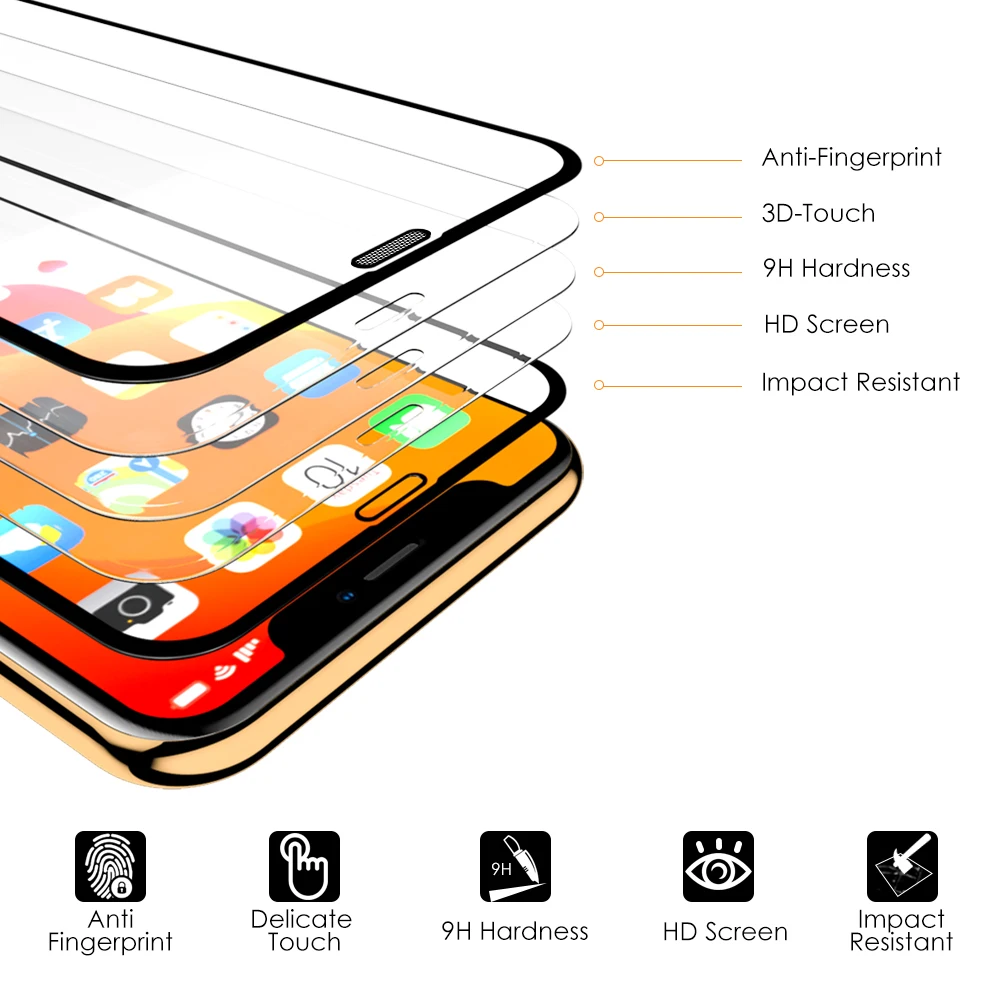 10 шт. полное покрытие из закаленного стекла для iPhone 11 Pro MAX защита экрана 9H