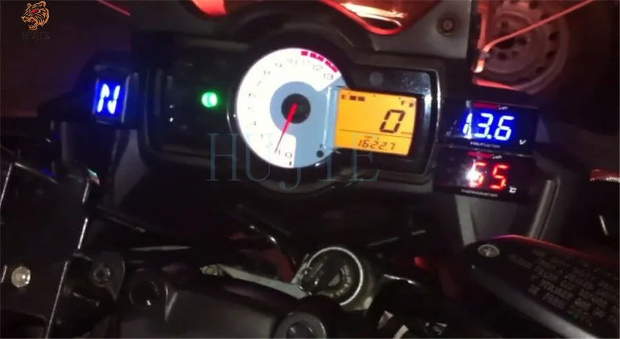 

:CNC Aluminum Alloy RED LCD Digital Universal Motorcycle Thermometer Water Temp Temperature Gauge Meter SET 22mm