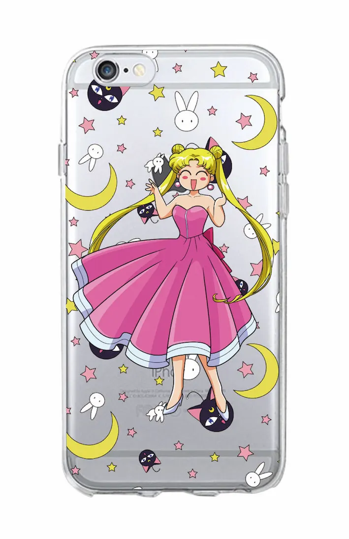 

For iPhone 11 Pro 12 7 7Plus 8 8Plus X XS Max Cute Comics Sailor Moon Bow Luna Cat Soft Clear Phone Case Coque Fundas