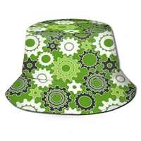 sprockets unisex fisherman hats cap sprockets cogs steampunk pattern green lime mechanical