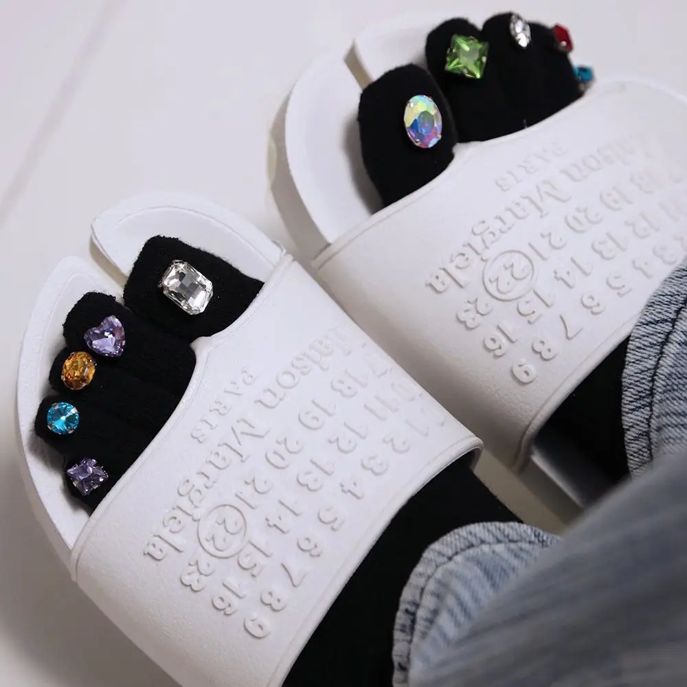 

Fashion Women Rhinestone Five-finger Socks Funny Black White Toe Short Socks Personality Cotton Casual Hosiery