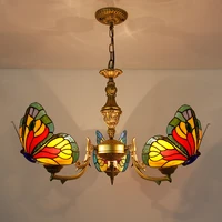 luxury lamp tiffany style stained glass butterfly shade luxurious design suspension pendant hanging light vintage chandelier