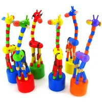 1pc simulation intelligence dancing stand colorful rocking giraffe wooden toy houten speelgoed blocks oyuncak brinquedo kid toys