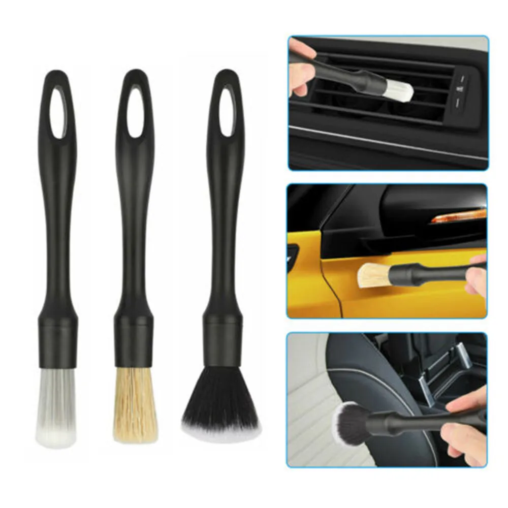 

3pcs/Set Car Detailing Brush Wash Auto Detailing Cleaning Kit Engine Wheel Clean Dashboard Air Outlet Clean Brush