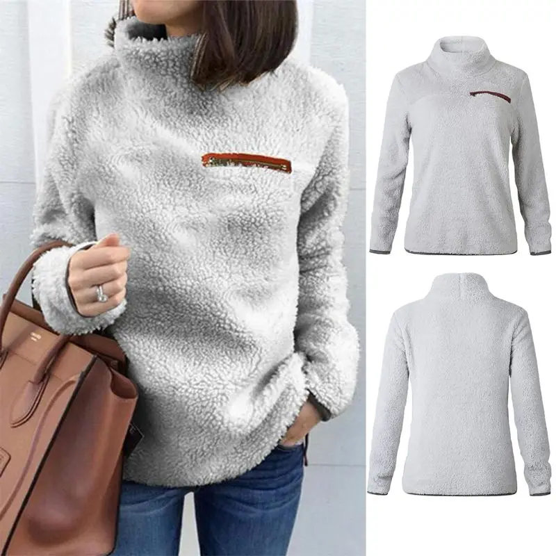 2019 женские осенние зимние мягкие пушистые одноцветные молнии водолазка