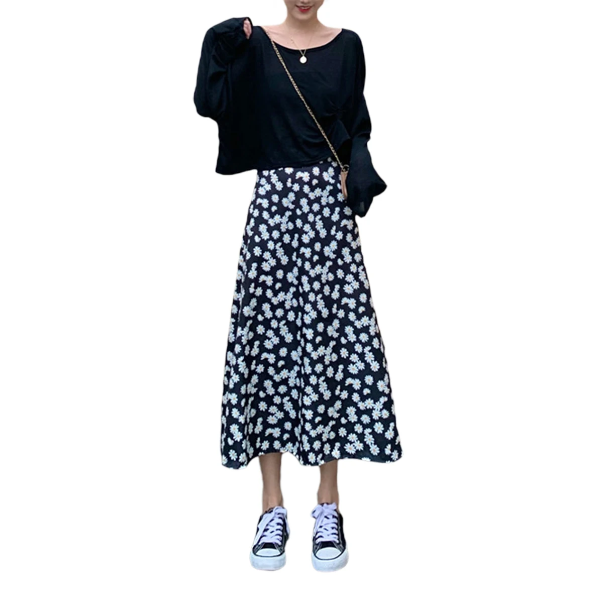 Женская летняя Юбка миди с цветочным принтом ретро юбка высокой талией маленькая