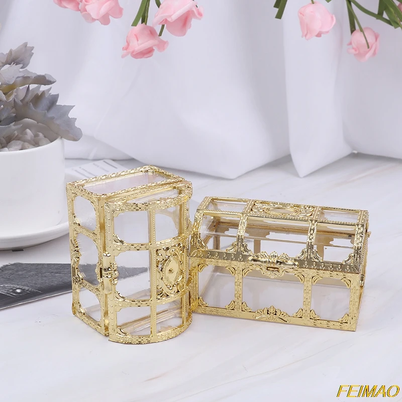 

Transparent Gold Sweet Candy Box Case Chocolate Gift Romantic Wedding Favor Party Decoration Creative