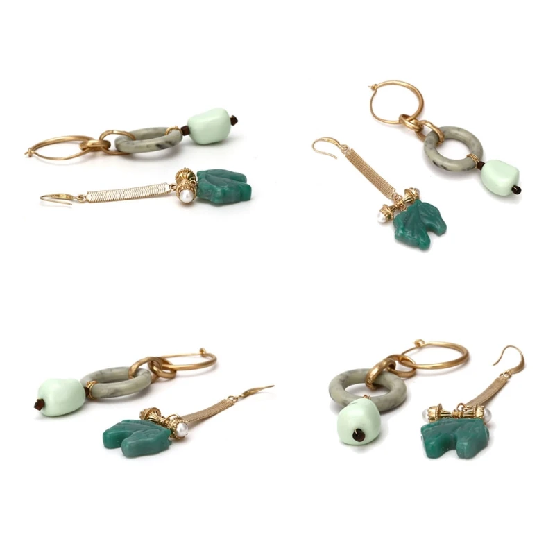

Acrylic Irregular Horse Chain Drop Earrings Resin Horse Asymmetrical Long Huggie Hoop Drop Earring Women Fashion Jewelry