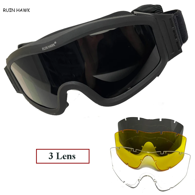 

USMC Tactical Goggles Airsoft Paintball Safety Military Glasses 3 Interchangeable Lens For Riding Shooting Hunting CS War Game