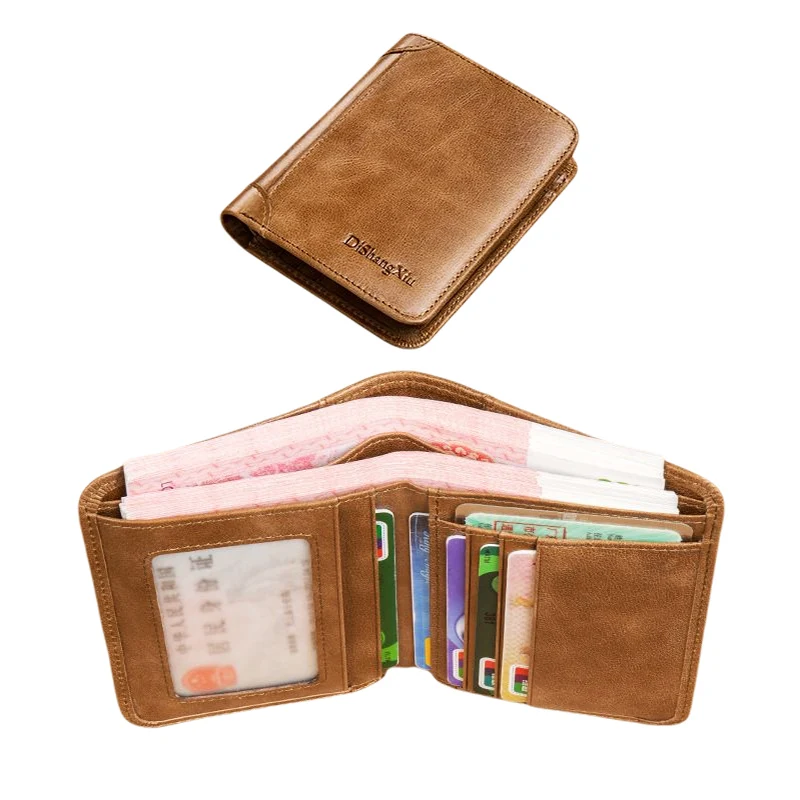 Тонкий кошелек из бычьей кожи с RFID-блокировкой мужской идентификатор для
