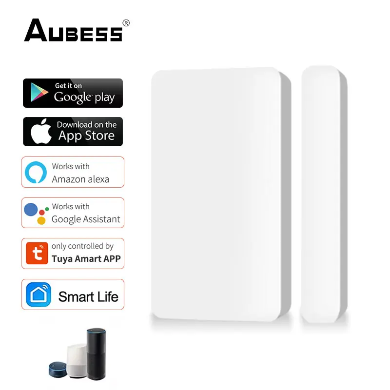 

AUBESS Tuya Zigbee Smart Wifi Door Window Entry Sensor Alarm Burglar Home Security Warning System Work With Alexa Google Home