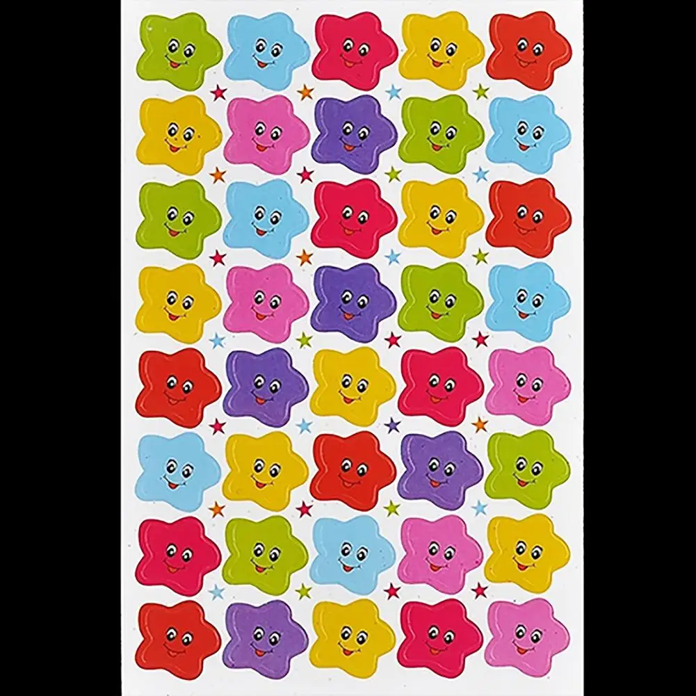 Calcoman&iacute;a de estrellas y sonrisa para ni&ntilde;os, bonita pegatina de recompensa para maestro de escuela, decoraci&oacute;n de bloc de notas, juego de papeler&iacute;a escolar-2