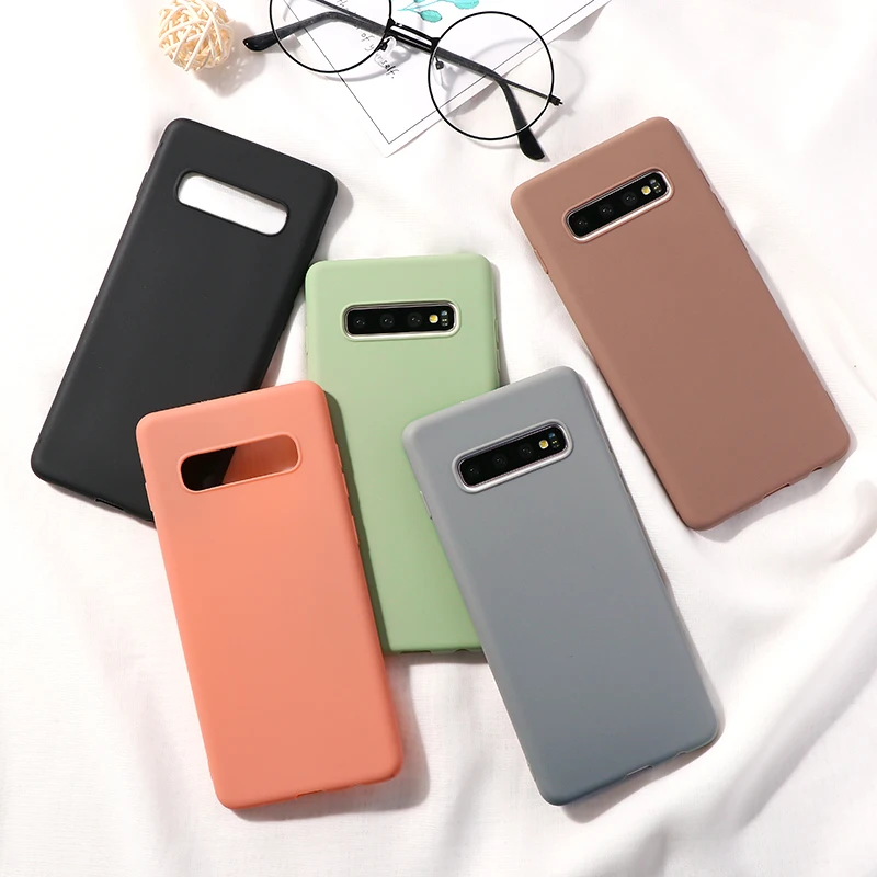 Матовый Силиконовый чехол для samsung Galaxy S10 Lite S10e S10 S9 S8 плюс S7 S6 Edge Note 9 8 5 M40 M30 M20 M10 простой Карамельный цвет чехол
