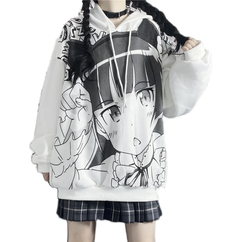 

Cute anime print hoodie women harajuku streetwear Comfort Simple Japanese Hoodie Summer Casual Hip-Hop Women Hoody