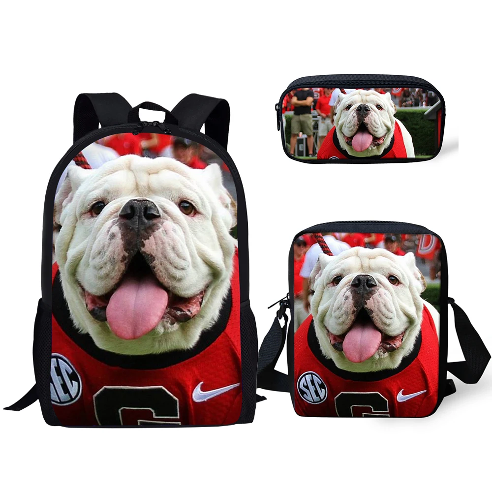 HaoYun Kids Fashion Backpack Handsome Bulldogs Designer School Bags Lively Animal 3PC/Set Students Back to School Book Bags