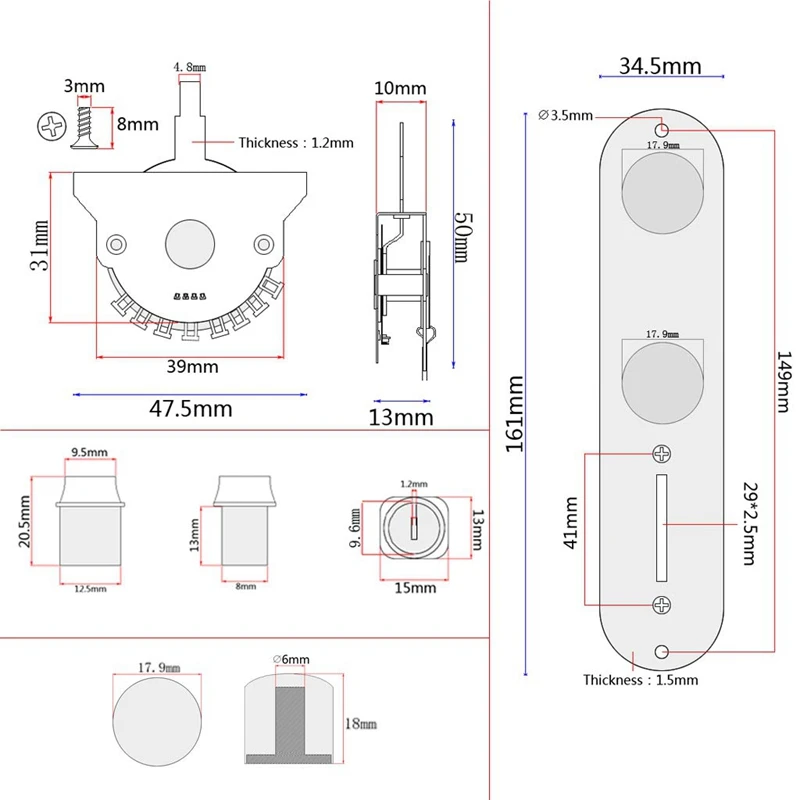 6 saiten sattel brücke platte 3 weg schalter control platte neck pickup set für fender elektrische gitarren ersatz teile free global shipp