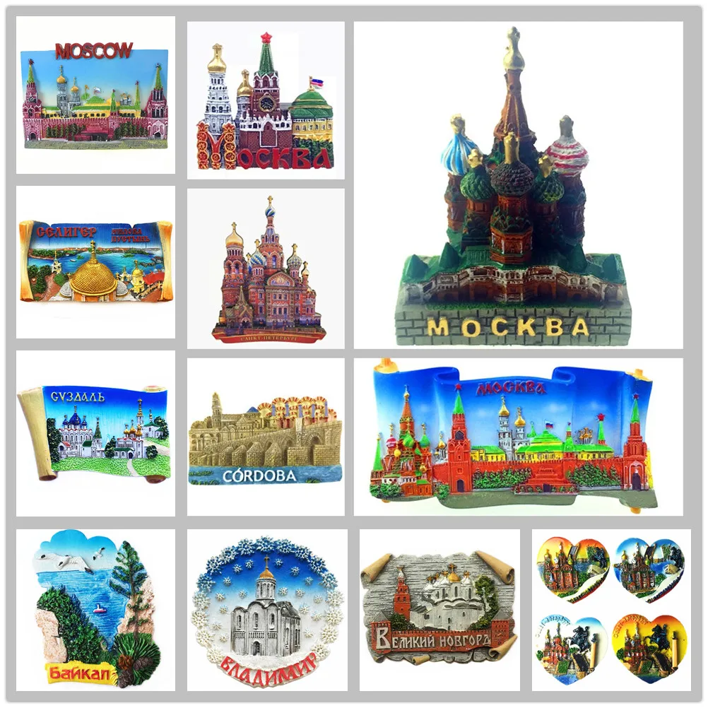 

Asia Russia Flavour 3D Fridge Magnet Tourist Souvenirs Refrigerator Magnetic Decoration Articles Collection Handicraft Gift