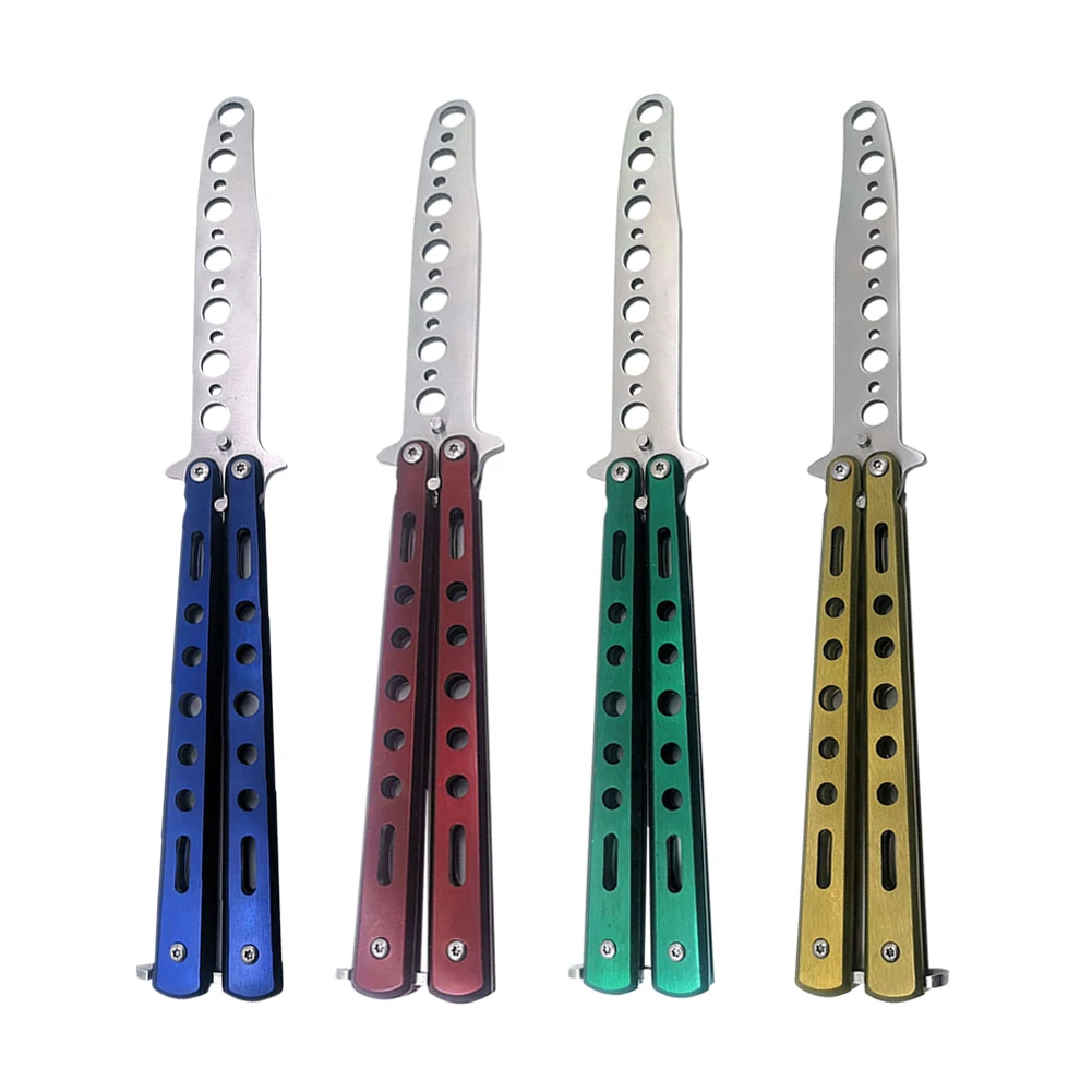 

Portable Practice Butterfly Knife Stainless Steel Foldable Blunt Balisong Pocket Training Knives Outdoor Trainer Game for Gifts