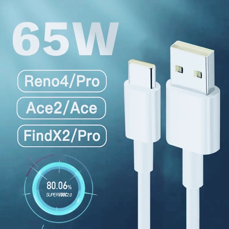 

6.5A SUPERVOOC Fast Charging Type-C Cable For OPPO Find X2 Pro Reno 4 Ace 2 Realme X50 Pro RX17 OnePlus Nord 8 Pro 8T 7 Pro 7T