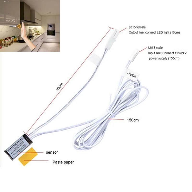 Новый сенсорный выключатель для руки кухонный под шкаф светодиодный