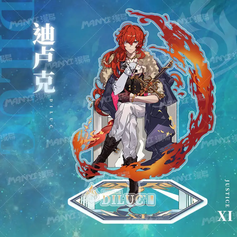 Genshin Impact Original Tartaglia Diluc Zhongli 26 Role Acrylic Figure Stand Character Tarot Style Keychain Cosplay | Украшения и