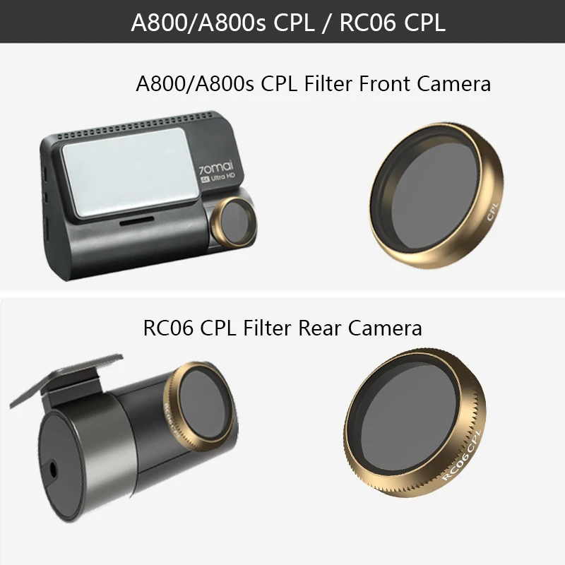 Фильтр поляризационный или RC06 для задней камеры 70 mai Dash Cam 4K A800s CPL оригинальный