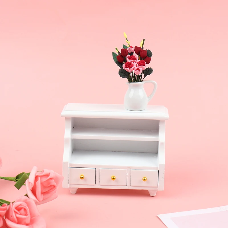 

5Pcs/Set 1:12 Dollhouse Miniature Baby's Room Furniture Set Crib Closet High Chair And Vase Decoration