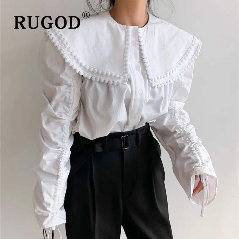 Женская блузка с кукольным воротником RUGOD элегантный топ длинным рукавом