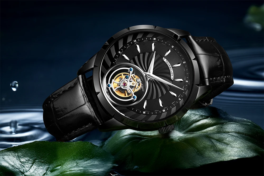 Брендовые роскошные механические часы Tourbillon, мужские наручные часы с ручным подзаводом, светящиеся сапфировые часы в подарок