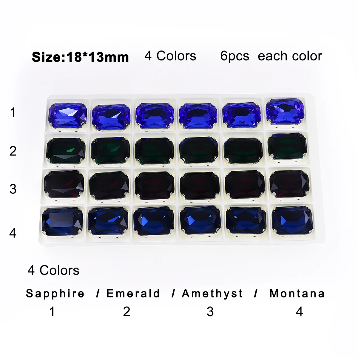 Прямоугольное Хрустальное стекло пришивные стразы с серебряными когтями Стразы