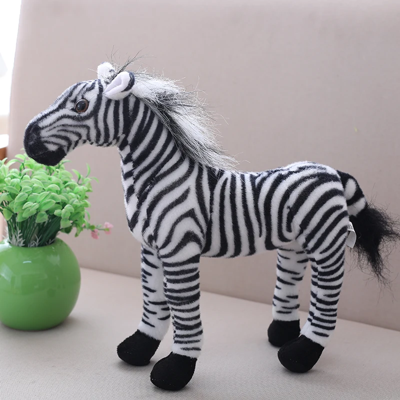 

30-90cm Simulation Horse Plush Toys Cute Staffed Animal Zebra Doll Soft Realistic Horse Toy Kids Birthday Gift Home Decoration