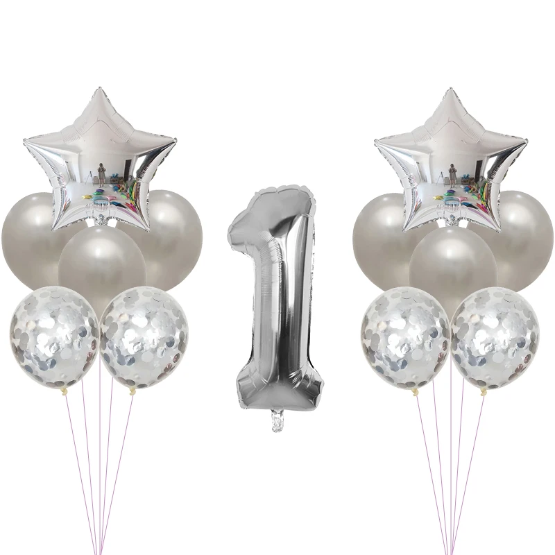 Детская От 1 до 3 лет старая Серебряная воздушный шар &quotКонфетти&quot Белые