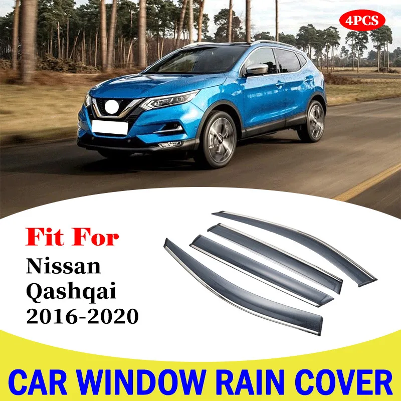 For Nissan Qashqai 2016-2020 window visor car rain shield awning trim cover Side Window Door Rain Sun Windows Cover accessories