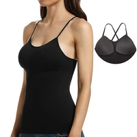 women body shaping camisole built in padded bra shapewear shirts tummy control slimming corset compression tank top