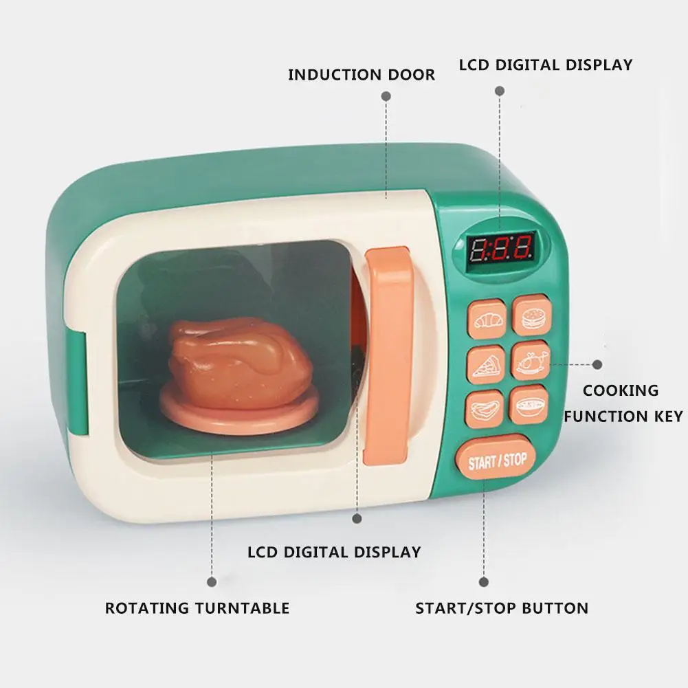 

10pc/1set Plastic Kitchen Microwave Oven Play House Cooking Kitchen Set Electric Timing Simulation Food Kitchen Toys