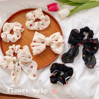 women fold texture hair ring ties bowknot spring clips simple hairpin elastic ponytail holder bands sweet headwear accessories