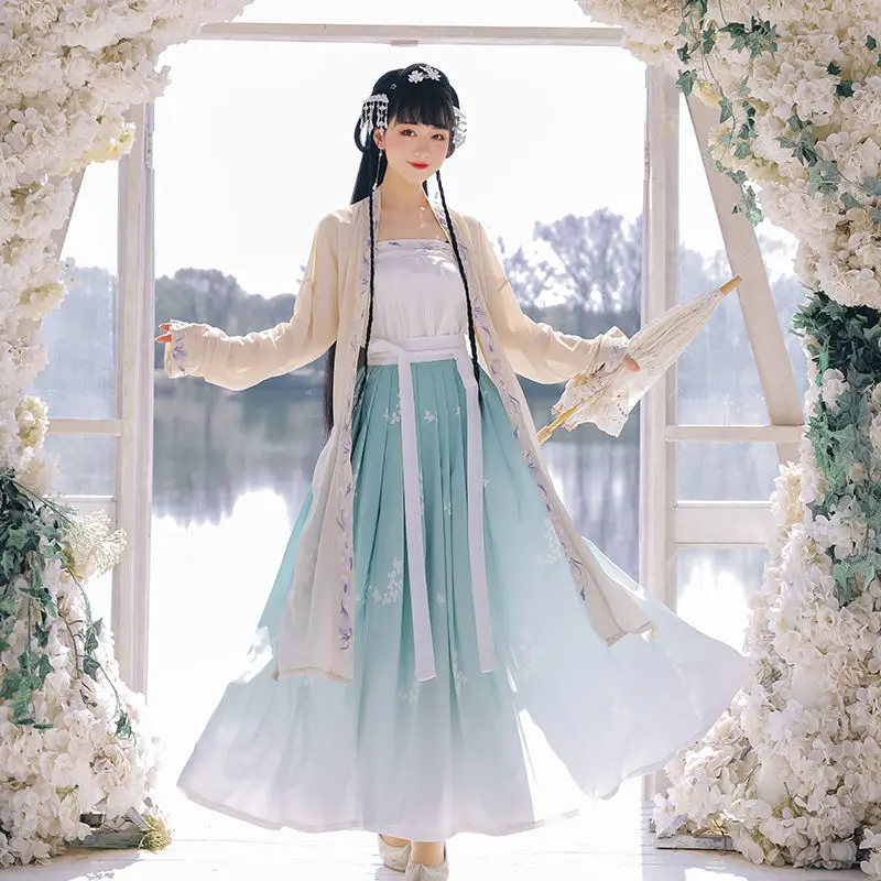 

Spring Style One Piece Pleated Skirt Made In Song Dynasty Printed Under Skirt Improved Adult Daily Hanfu