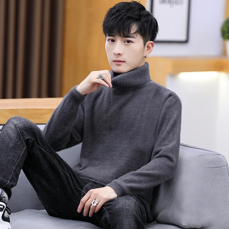 2019 осенне зимний однотонный деловой повседневный мужской свитер высокого