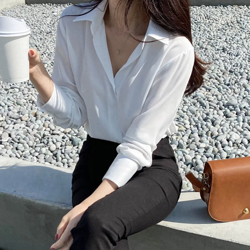 

Fashion Vintage Shirt Clothes Women Retro Blouse Oil Painting Print Design Female Girl Loose Lapel Tops And Blouses 2021 New