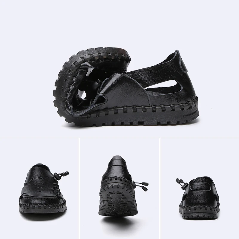 

Big Size 38-48 Men Sandals Summer Leather Men's Sandal Handmade Mens Slippers Walking Beach Shoes Outdoor Man Roman Sandals