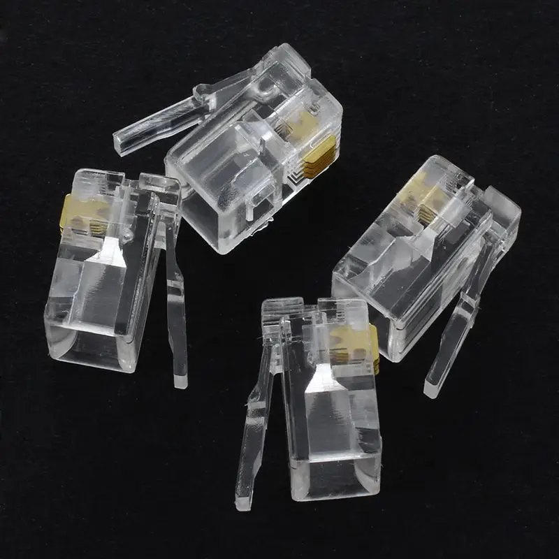 4 Pin RJ11 6P4C разъем для кабель телефонной трубки шт|Переходники и адаптеры| |