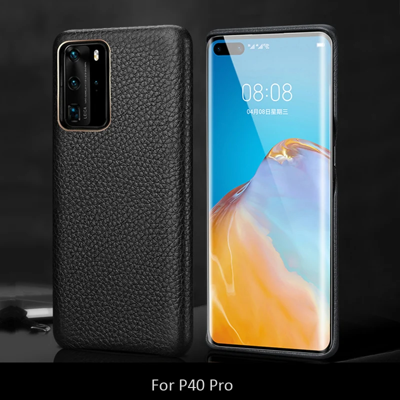 Luxury Genuine Real Cow Leather Back Shell Case For Huawei P40 Pro Pro+ Plus Deluxe Frosted Protector Cover | Мобильные телефоны и