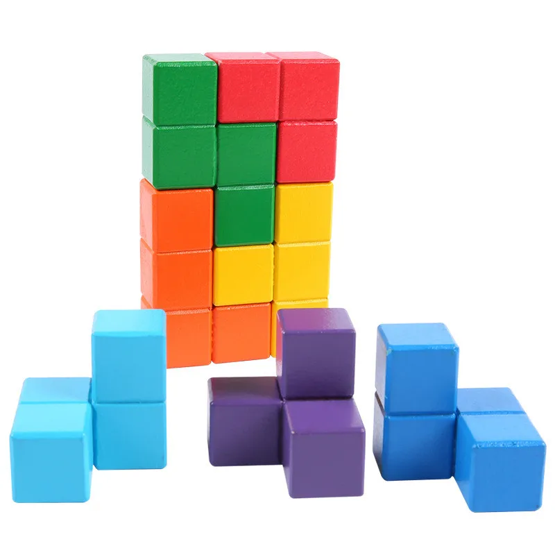 Деревянная 3D головоломка игрушка строительство Монтессори развивающая игра для