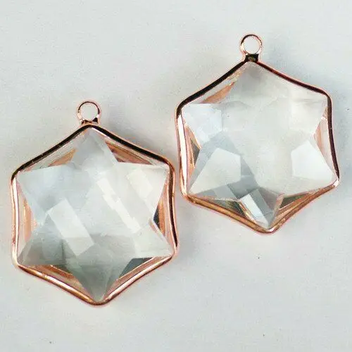 

2Pcs Wrapped Faceted White Crystal Hexagon pendant Making Jewelry For Women Wholesale