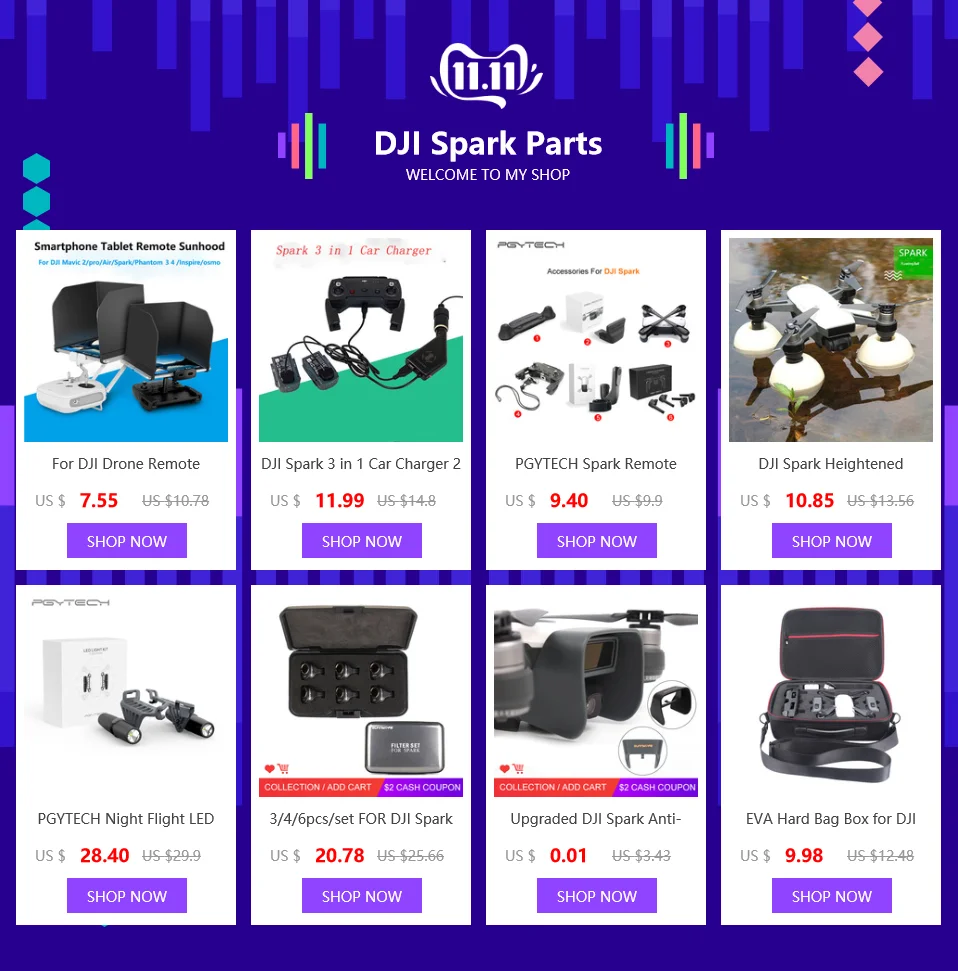 PGYTECH ночной F светильник светодиодный светильник для DJI Spark drone аксессуары не включают батарею