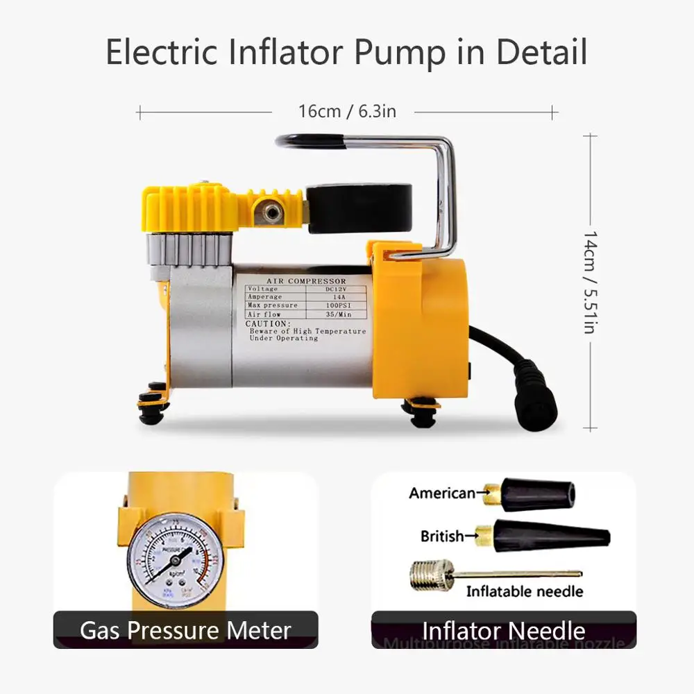 Online Bomba De Inflado Eléctrico Para Coche, Compresor Portátil De Aire De 12V, 80PSI, Neumáticos Eléctricos, Bombas De Aire Para Bicicletas Automáticas Y Motocicletas