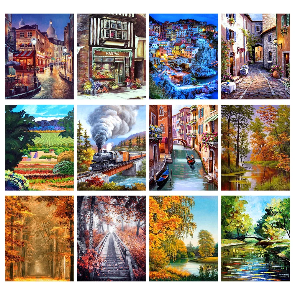 

Новая Алмазная вышивка пейзаж ручной работы алмазная живопись деревня рукоделие мозаика вышивка крестиком домашний декор