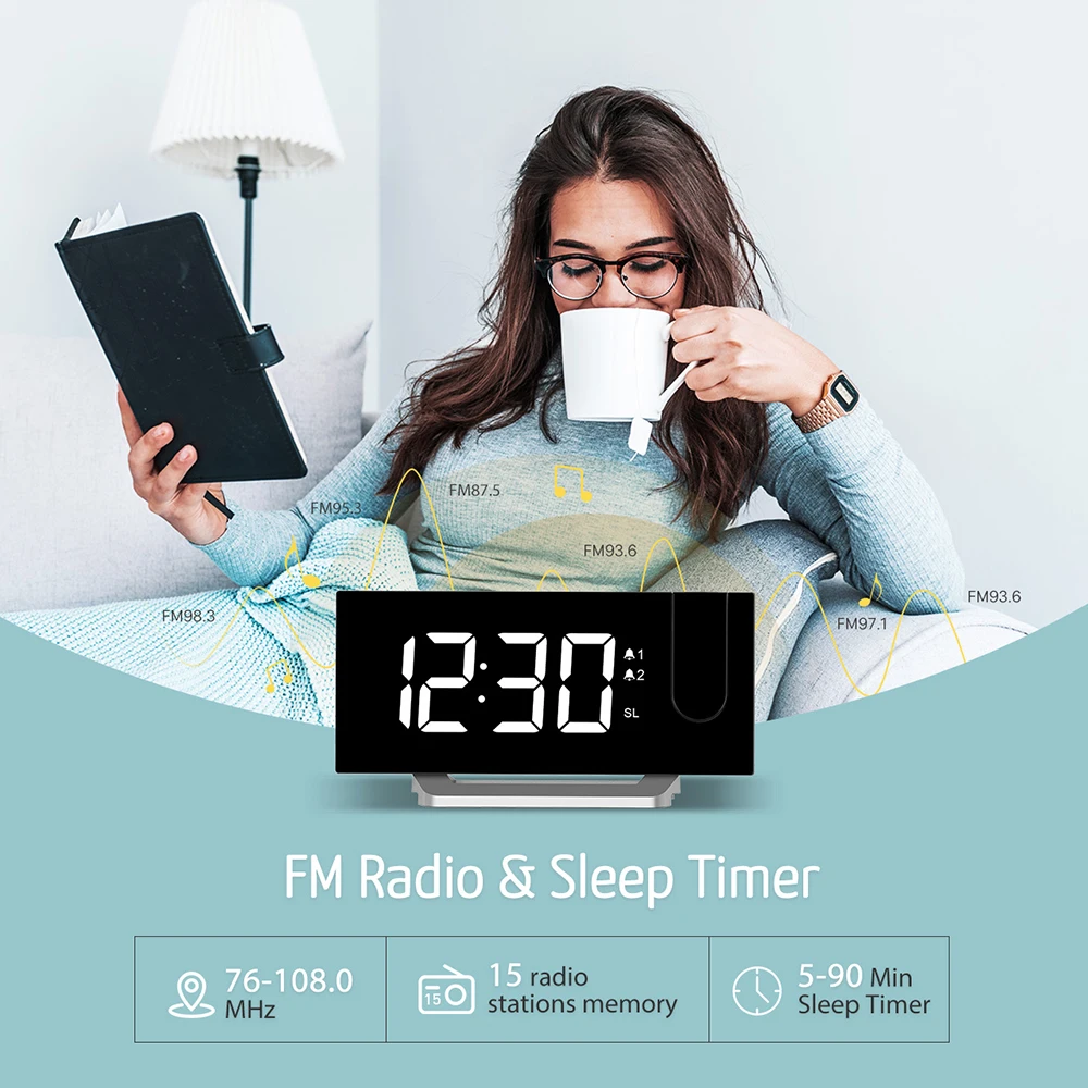 Проекционные часы LITOM HM353 FM радио цифровой будильник декор стола электронные