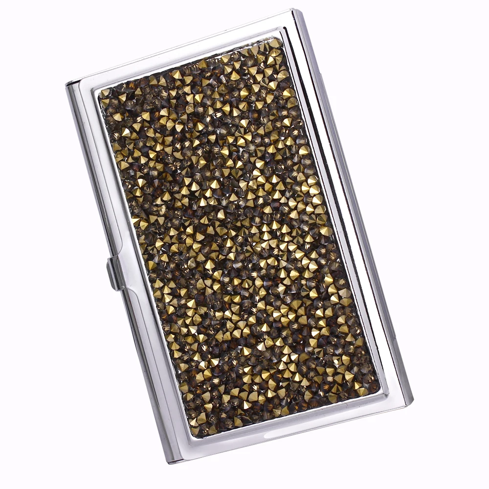 New Charming Card holder Blue/Red/Transparent Black/Golden 4 colors Rectangle Metal Name card Case for Women